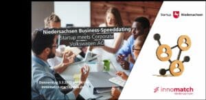 Flyer zum Speeddating mit Foto und Veranstaltungsdaten.