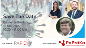 Die Grafik verkündet einen Workshop am 17. Mai und zeigt die drei Sprecher*innen.