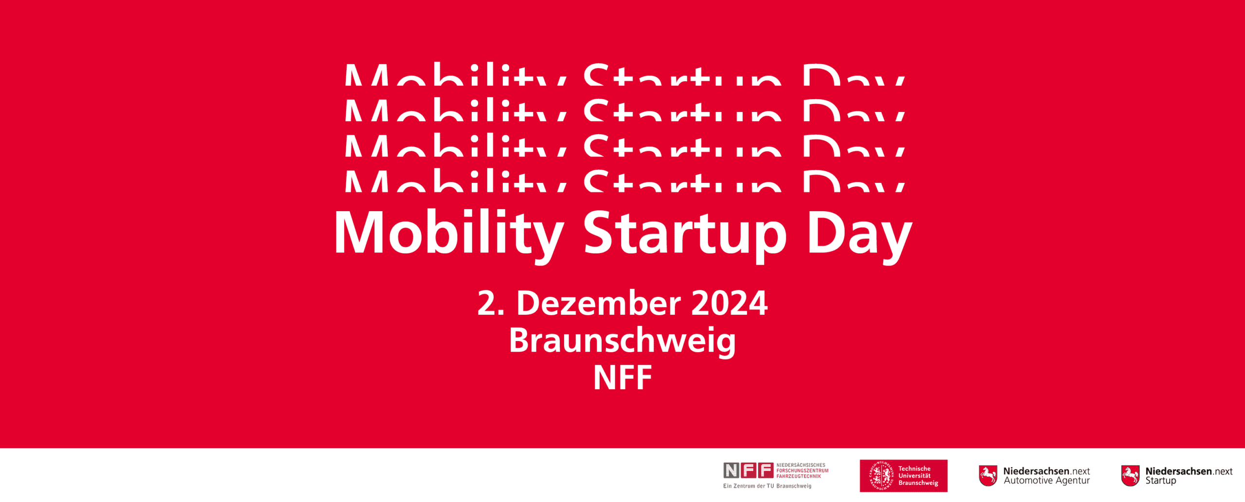 Beitragsbild Ankündigung Mobility Startup Day 2024. 2. Dezember 2024 im NFF in Braunschweig.