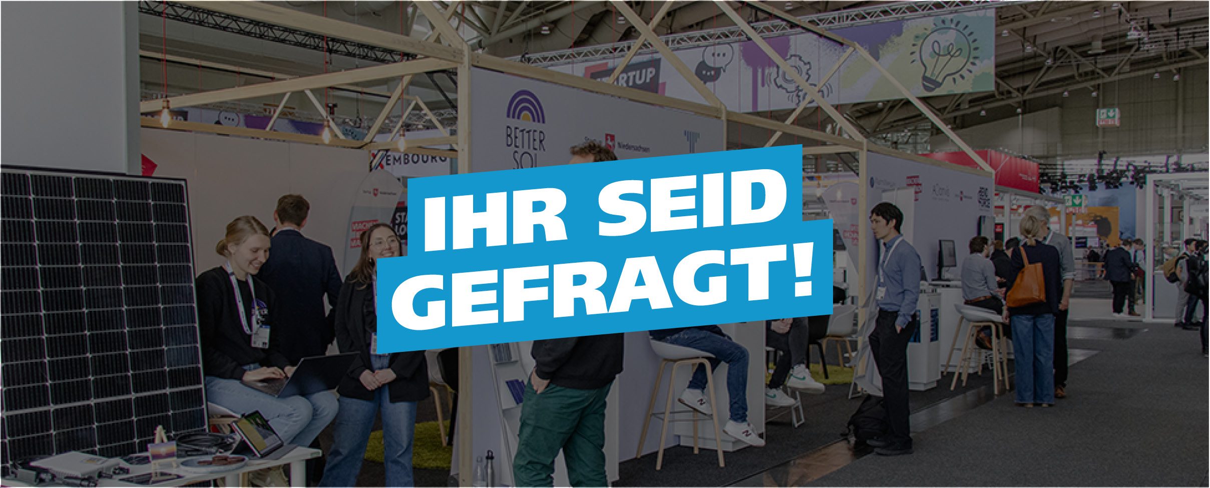 Bild vom Stand der Hannover Messe mit &Uuml;berschrift 