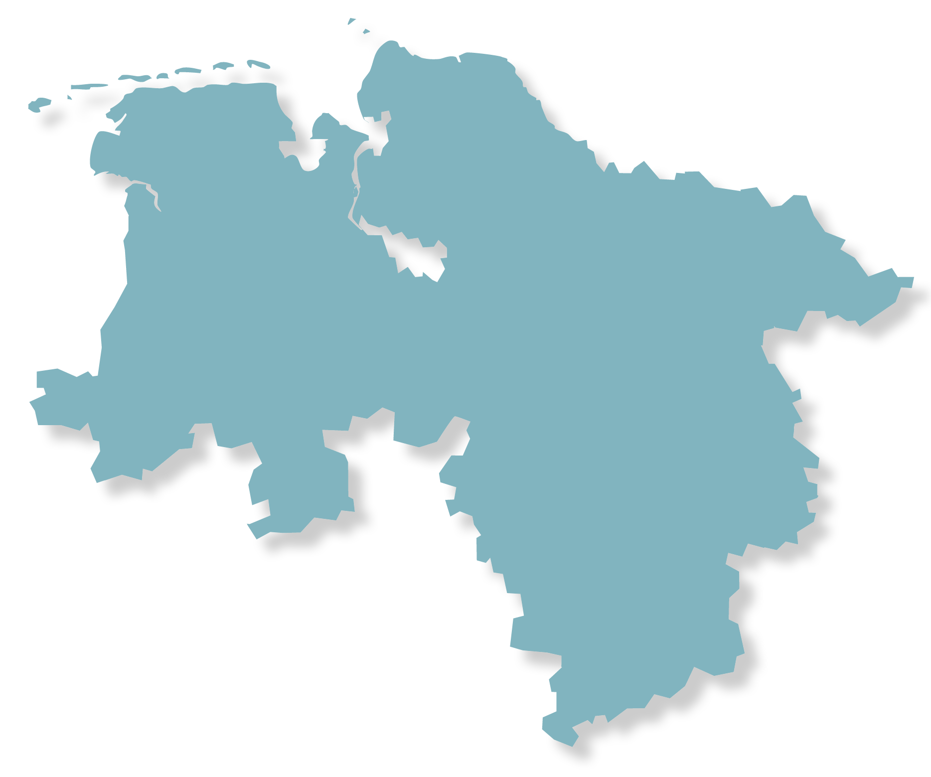 Karte Niedersachsen mit Hightech-Inkubatoren und Startup-Zentren